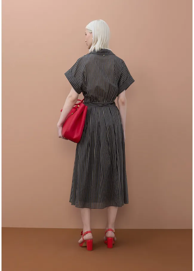Striped shirt dress with belt