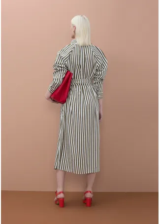 Striped poplin shirt dress with belt