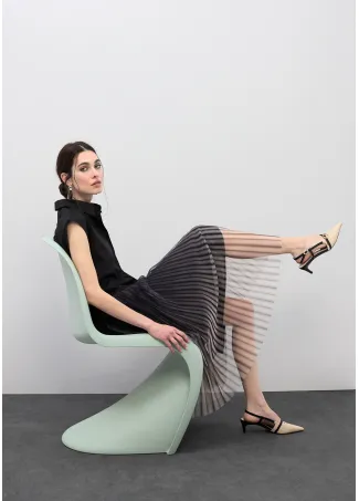 Vestido con falda tul plisada