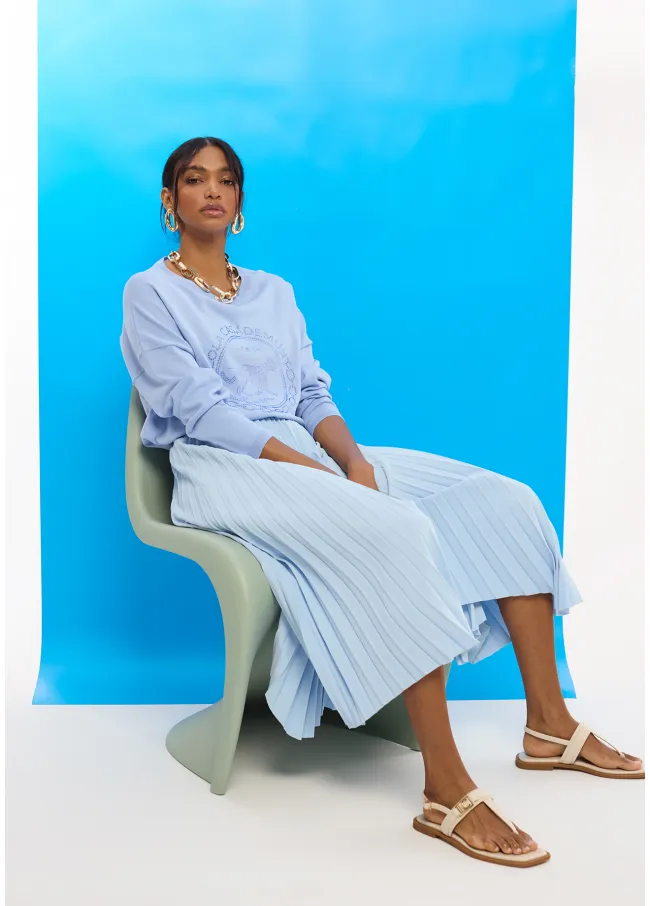 Asymmetric pleated skirt