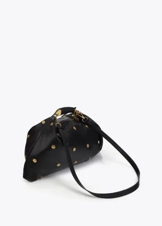 Textured hobo bag with studs