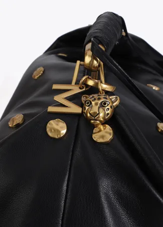 Textured hobo bag with studs