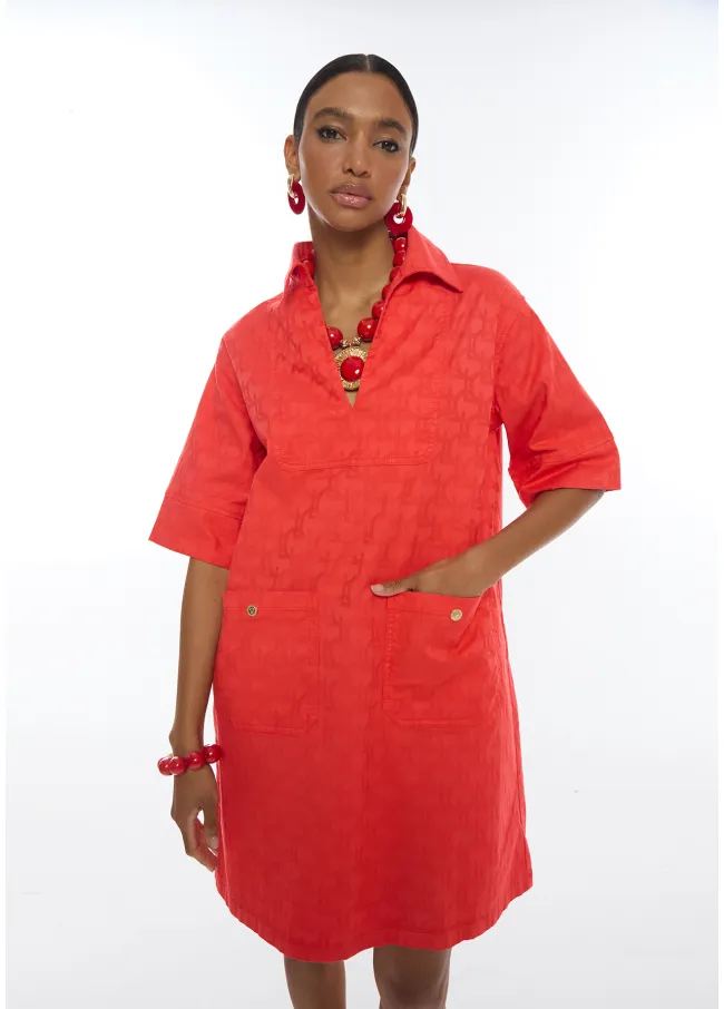 Vestido sarga logo jacquard LC