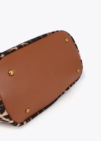 Faux leather and leopard tote bag