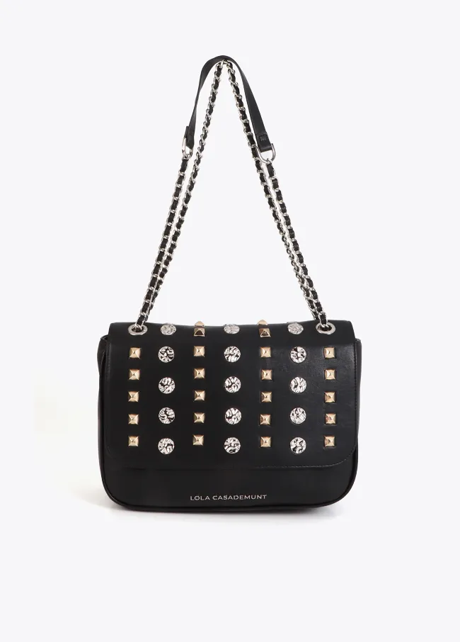 Crossbody bag with flap and gold and...