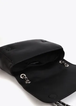 Crossbody bag with flap and gold and silver-toned studs