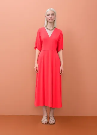 Vestido largo manga con cinturón