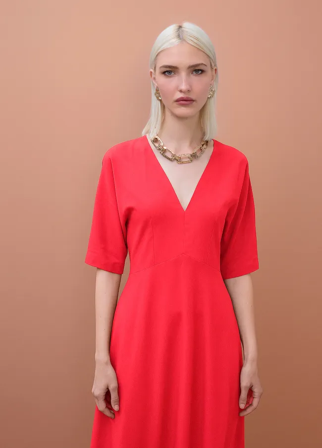 Vestido largo manga con cinturón