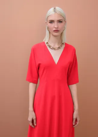 Vestido largo manga con cinturón