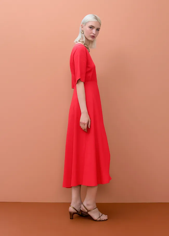 Vestido largo manga con cinturón