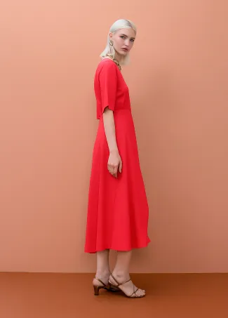 Vestido largo manga con cinturón