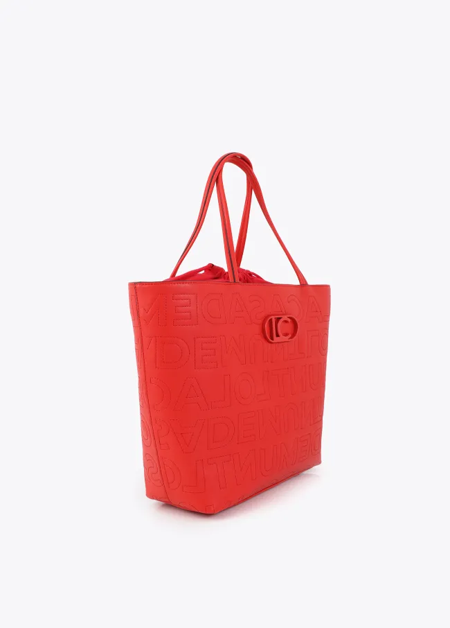 Deconstructed tote bag with monogram topstitching
