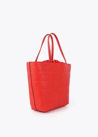 Deconstructed tote bag with monogram topstitching