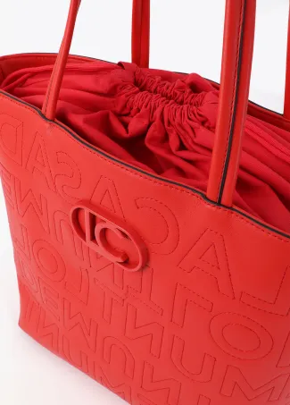 Deconstructed tote bag with monogram topstitching