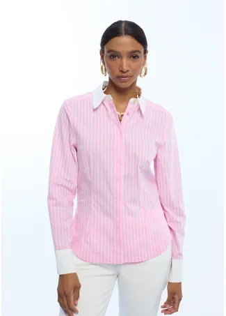 Striped fitted poplin shirt