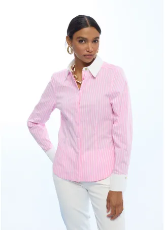 Striped fitted poplin shirt