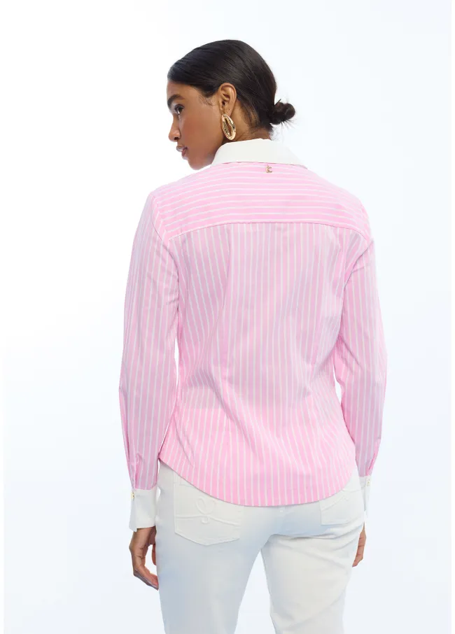 Striped fitted poplin shirt