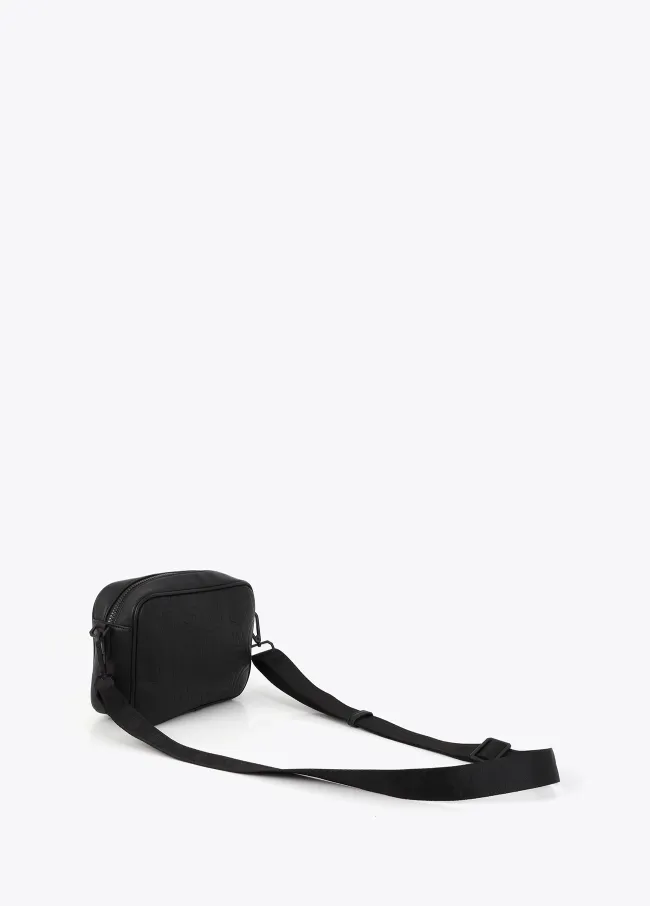 Crossbody bag with monogram topstitching