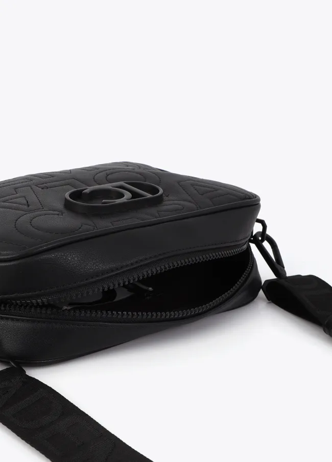 Crossbody bag with monogram topstitching