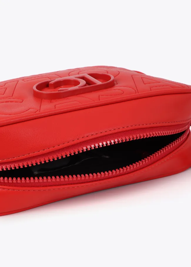 Crossbody bag with monogram topstitching