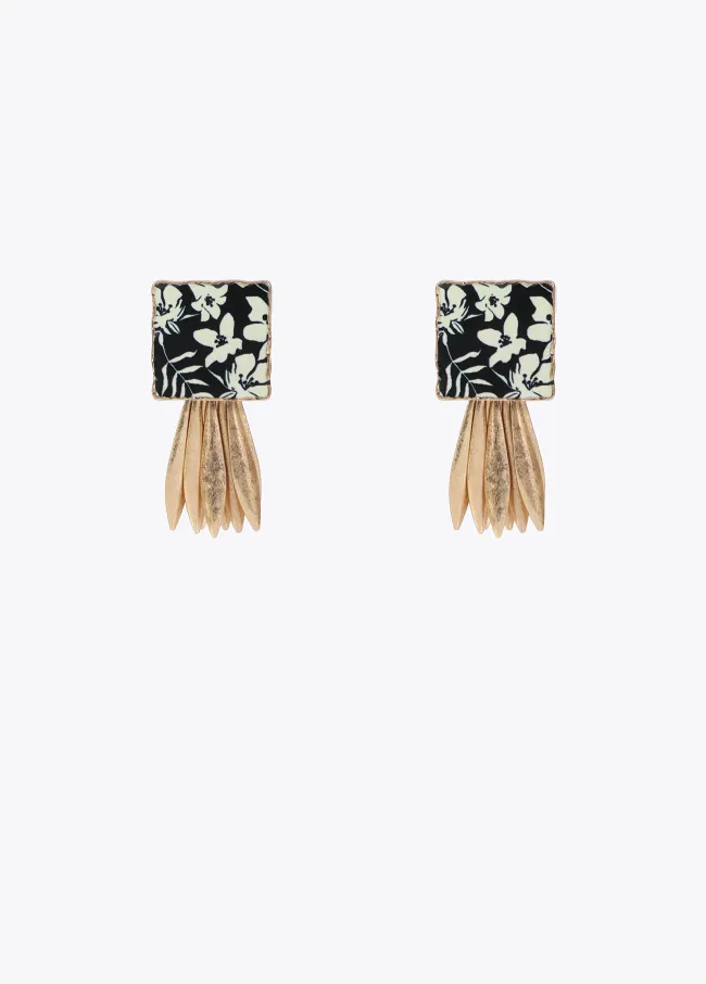 Painted ceramic signet earrings