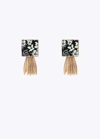 Painted ceramic signet earrings