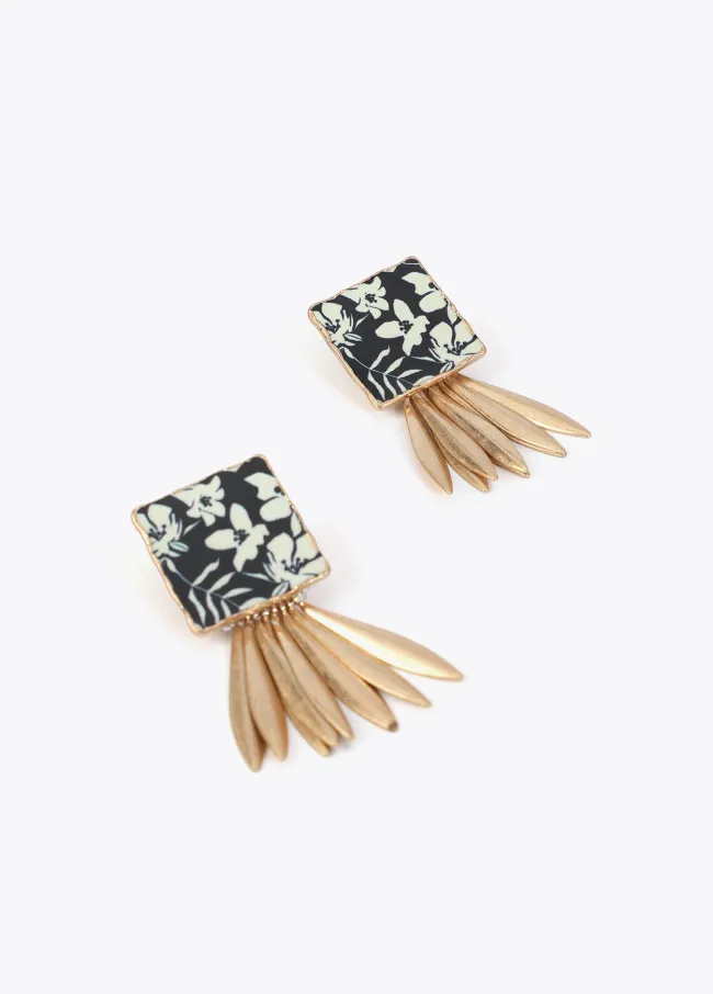 Painted ceramic signet earrings