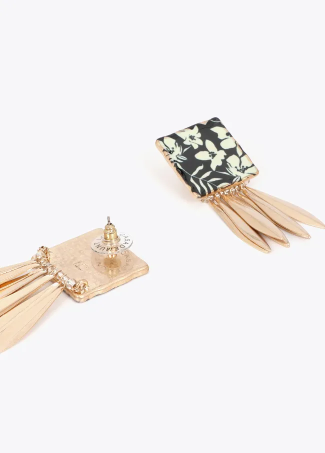 Painted ceramic signet earrings