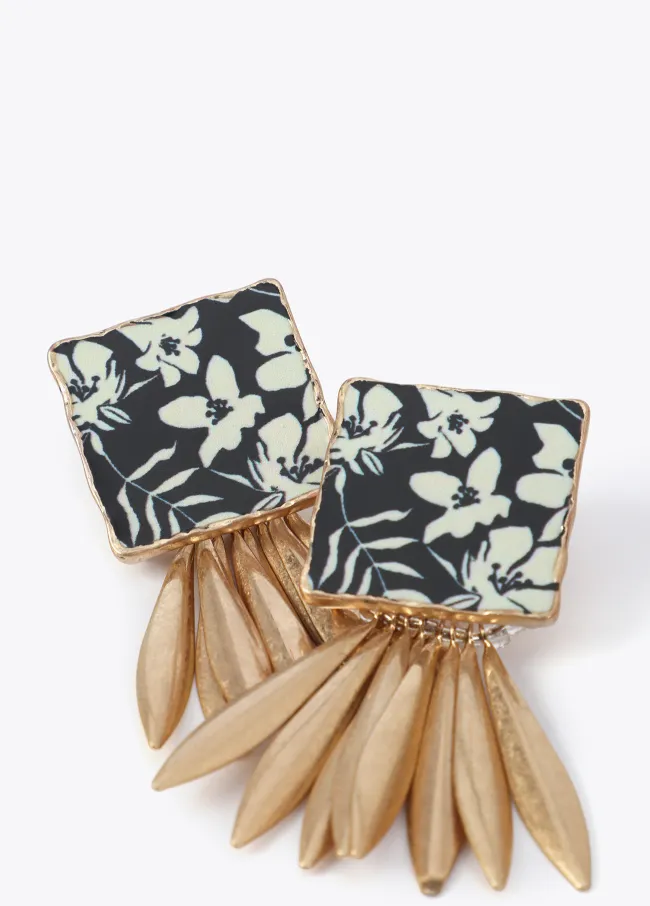 Painted ceramic signet earrings