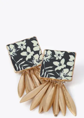 Painted ceramic signet earrings