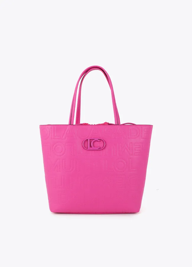 Deconstructed tote bag with monogram topstitching