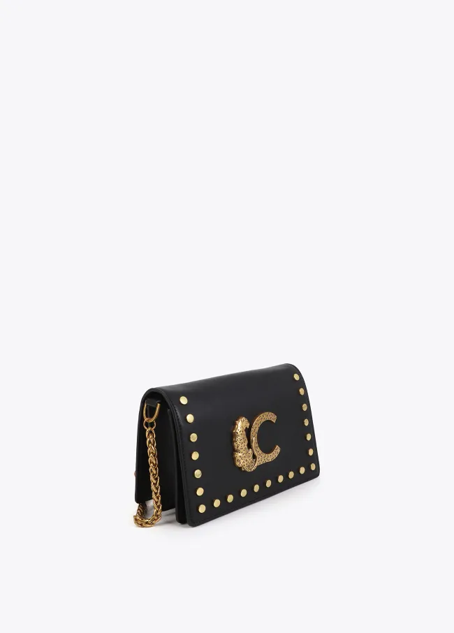 Studded LC animal crossbody bag with flap