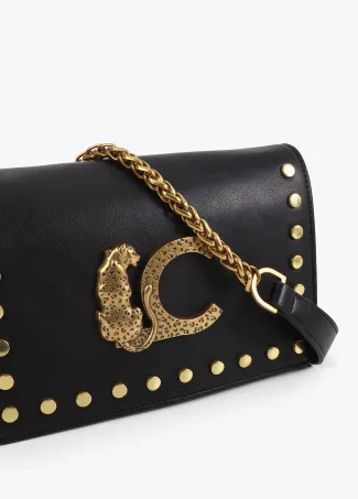 Studded LC animal crossbody bag with flap