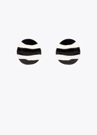 Striped lacquered button earrings