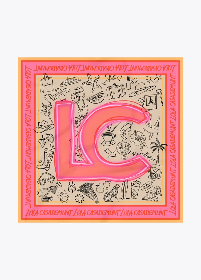 Satin scarf with different motifs and LC logo