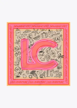 Satin scarf with different motifs and LC logo