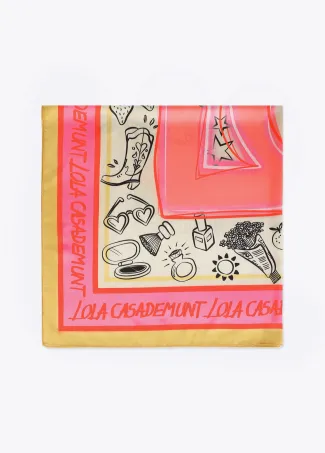 Satin scarf with different motifs and LC logo