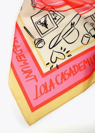 Satin scarf with different motifs and LC logo
