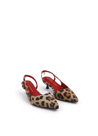 High-heel shoes with leopard print vamp