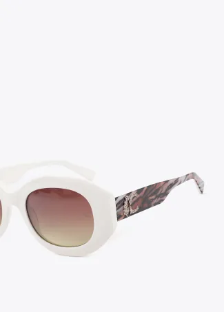 Round sunglasses with leopard logo