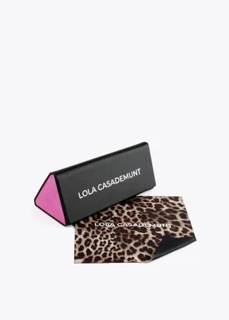 Round sunglasses with leopard logo