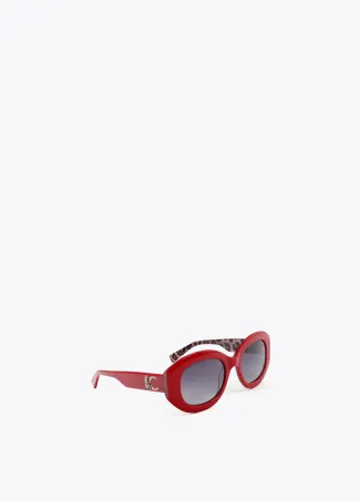 Round sunglasses with leopard logo