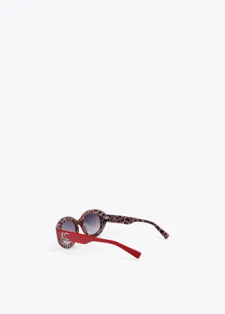 Round sunglasses with leopard logo