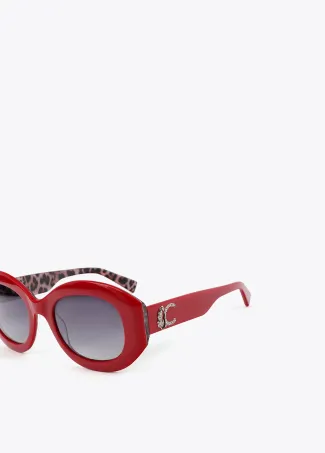 Round sunglasses with leopard logo