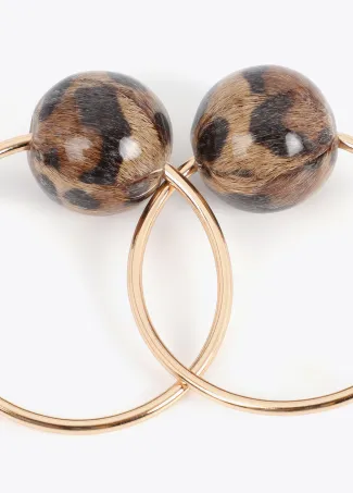 Hoop earrings with maxi animal print ball
