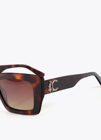 Rectangular sunglasses with leopard logo