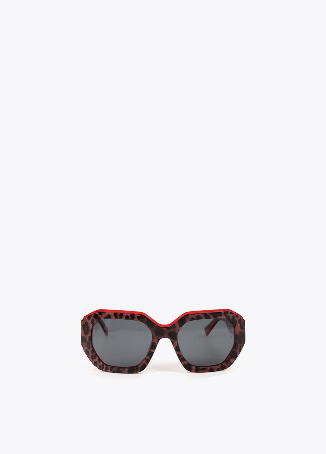 Two-tone rectangular sunglasses