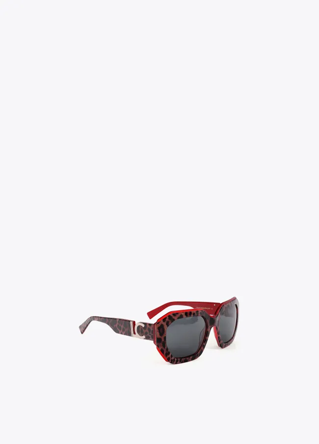 Two-tone rectangular sunglasses