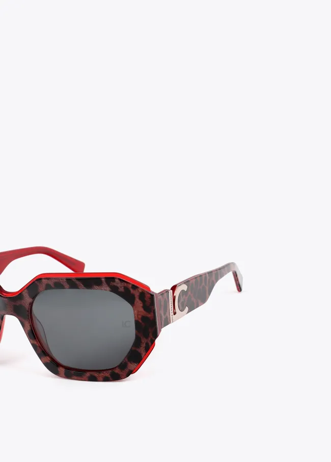 Two-tone rectangular sunglasses