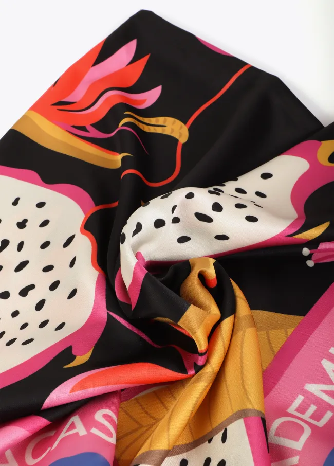 Tropical print satin scarf